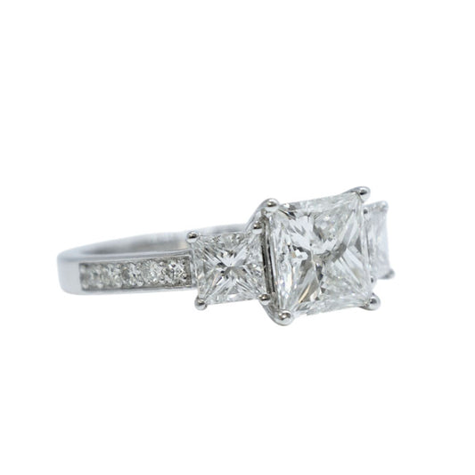 3 Stone Princess Cut Solitaire Diamond Ring